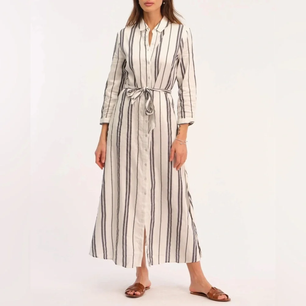 Philosophy Button-front Blue Striped Shirt Dress - Picture 2 of 10